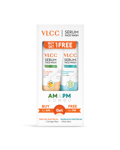 VLCC Salicylic Acid & Orange Peel Serum Facewash for AM & Aloe Vera Serum Facewash for PM - Buy 1 Get 1 Free