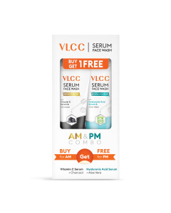 VLCC Vitamin C & Charcoal Serum Facewash for AM & Aloe Vera Serum Facewash for PM - Buy 1 Get 1 Free