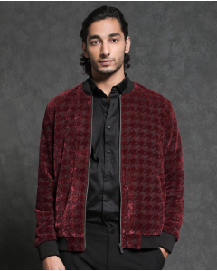 PREMIUM HOUNDSTOOTH VELVET BOMBER
