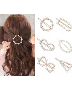 Myra Collection Pearl Hair Clips Gold - 6pcs